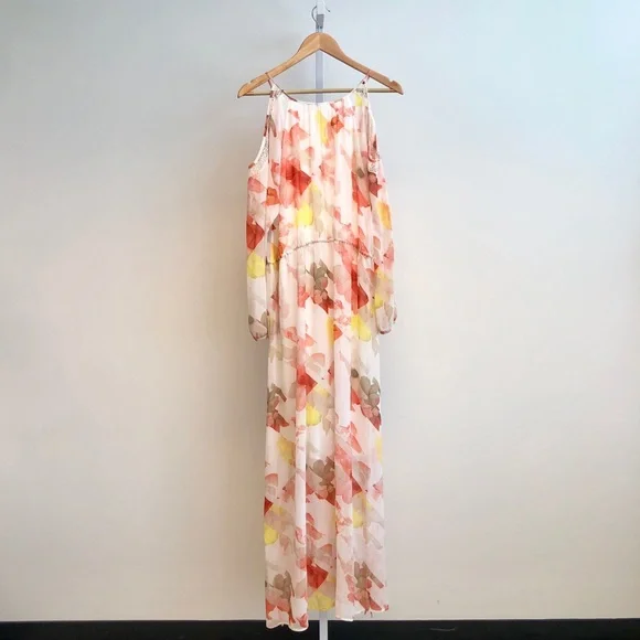 Calvin Klein Rose Maxi Dress with Cold Shoulders - Picture 2 of 5